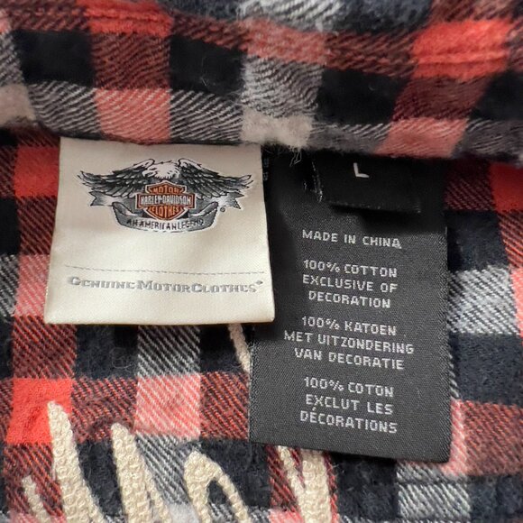 Vintage Harley-Davidson Embroidered Red/Black Plaid Flannel Button Down.Shirt L - Picture 11 of 14